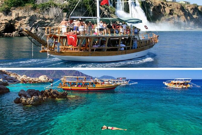 Antalya Boat Tour to Düden Waterfall with Lunch & Swimming Stops - Second swim break near the caretta turtle area