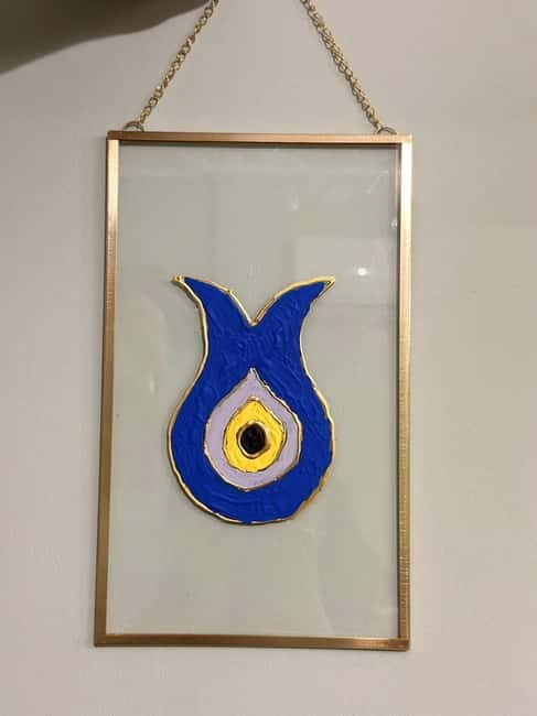 Antalya: Frame Glass Painting Workshop with Turkish Tea - The painting flow: outlines with contour paint, details with acrylic