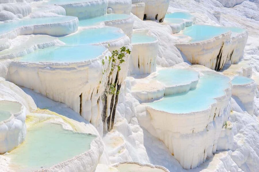 Pamukkale Day Tour from Antalya with drop-off in Kusadasi - White Pamukkale Travertines: Terraces, Thermal Water, and Time Management